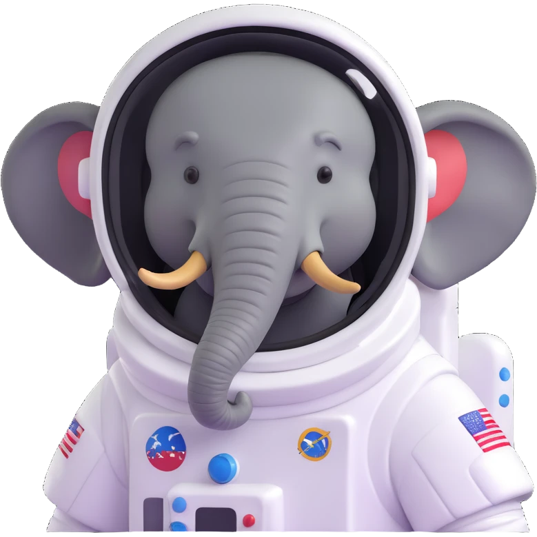 elephant astronaut with helmet emoji
