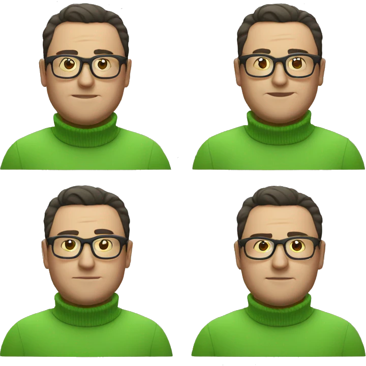 fat man no moustache green jumper glasses emoji