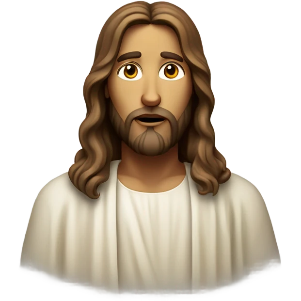Jesus face, white background emoji