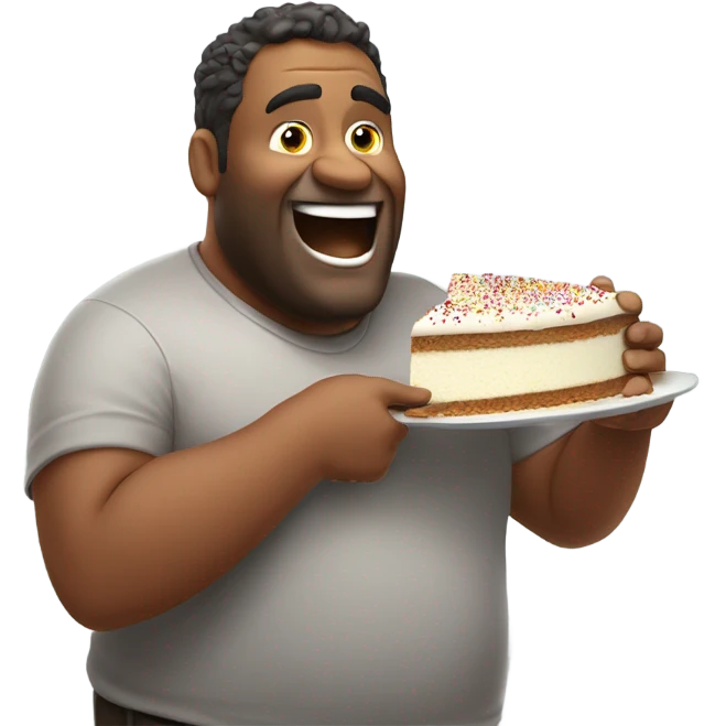 Fat man eating cake emoji