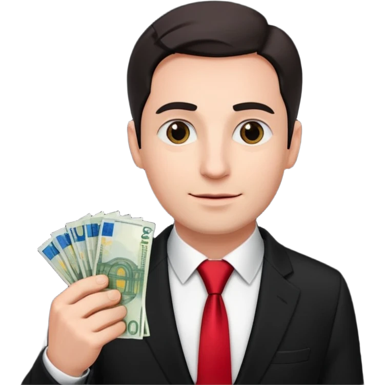 AN UNCLE with a tie in business clothes and with euro money
 emoji