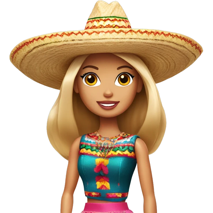 Barbie doll with a Mexican sombrero emoji