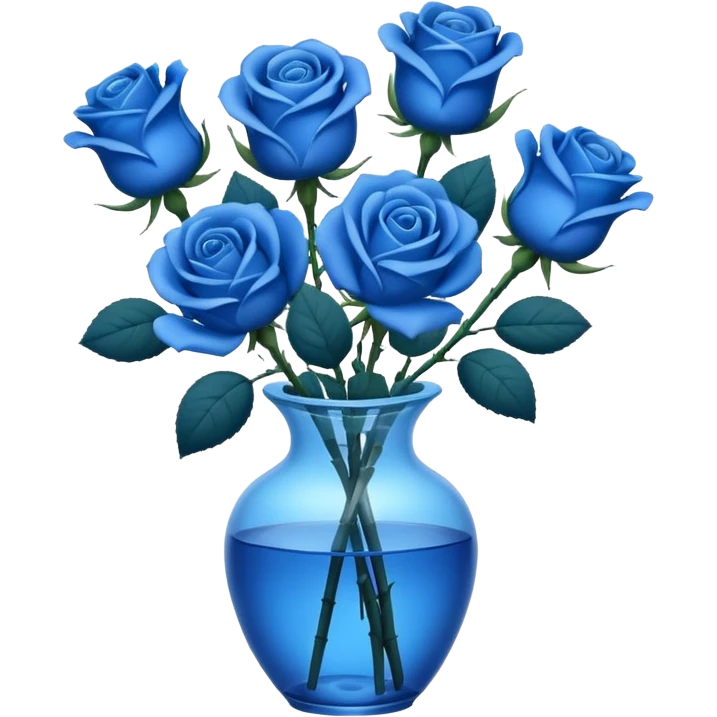  Group of Blue rose in a vase emoji
