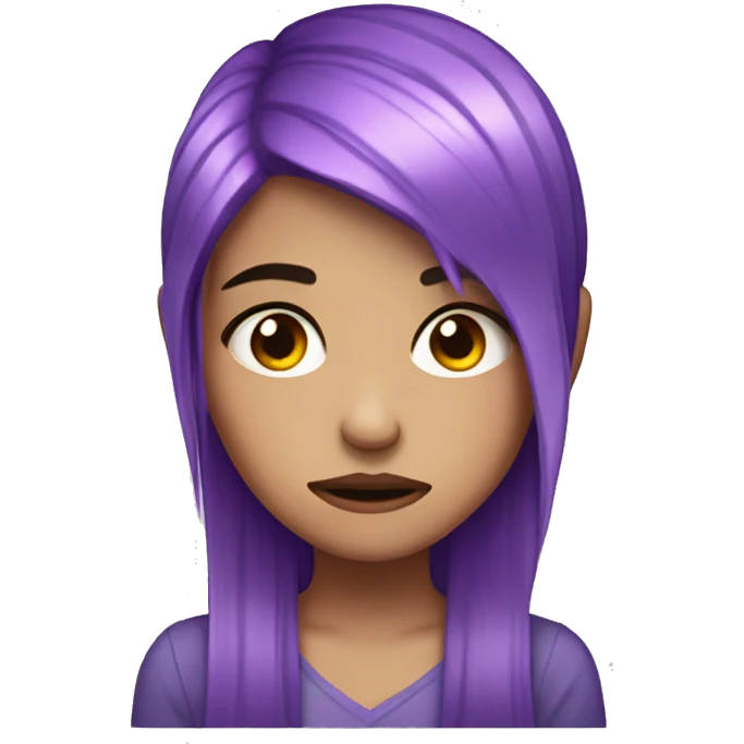 one girl with purple crystal hair sad and tears crying unhappy emoji