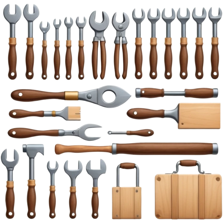 create a series of images for Theatre carpentry tools Inventory  emoji