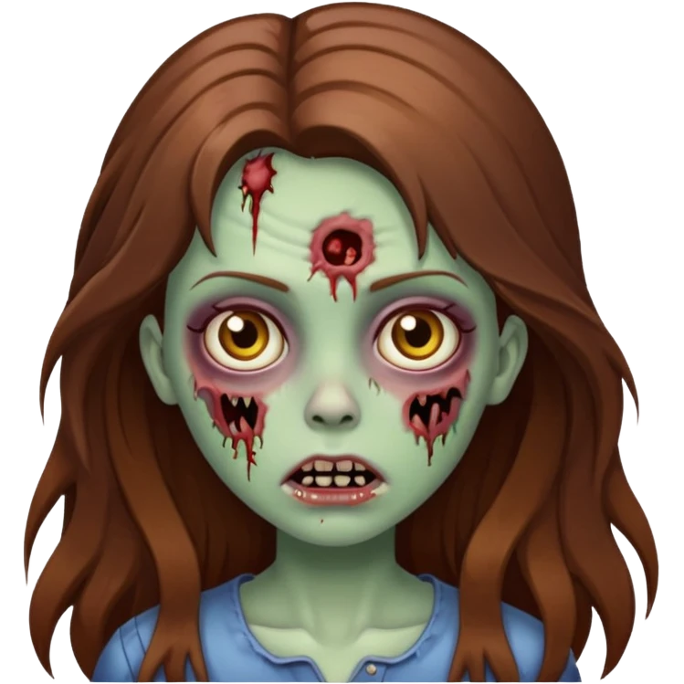 girl zombie with long brown hair emoji