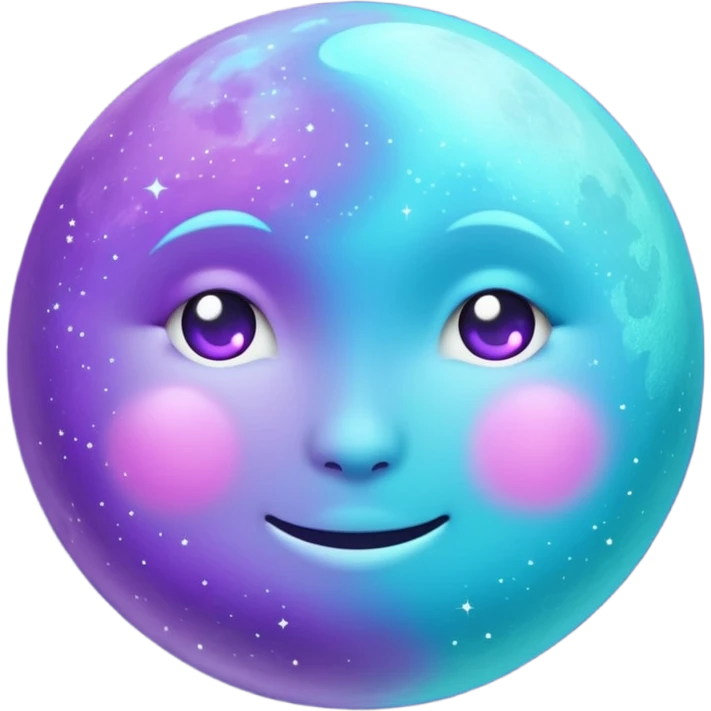 glitter purple and cian moon emoji