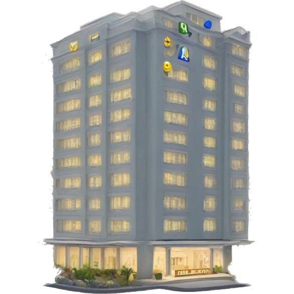 5 starts hotel building with a sign “hotel”  emoji