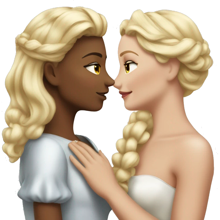 2 women princesses couple blonde kiss emoji