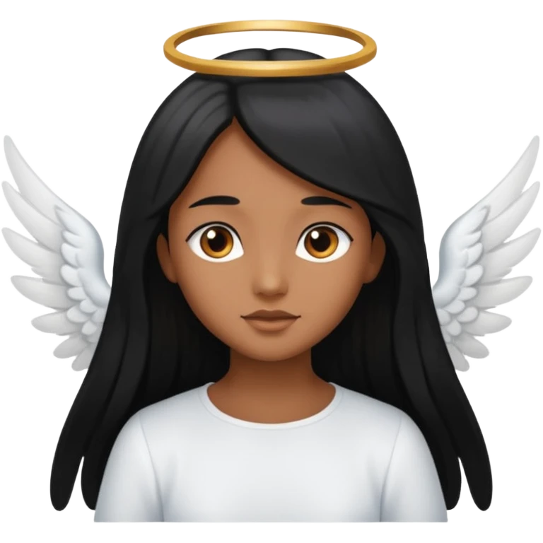 angel with brown skin, long black hair emoji
