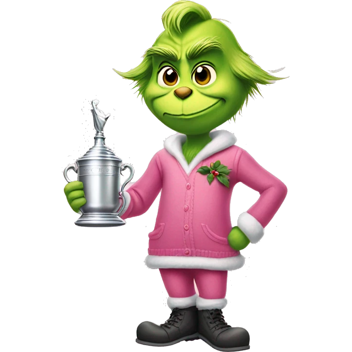 grinch wearing preppy pink clothes and holding stanley cup  emoji