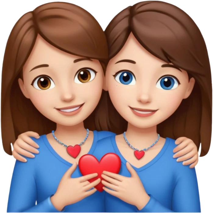 2 bff brown hair and brown hair and blue eye and brown eye and girl heart 2 girl emoji