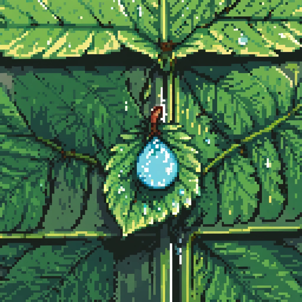 A dewdrop on a leaf emoji