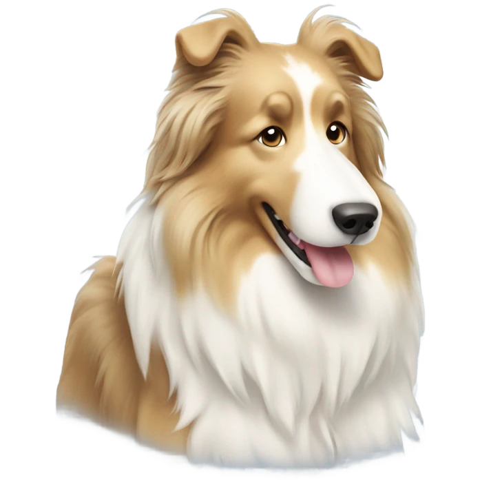 Fluffy big collie dog white and cream emoji