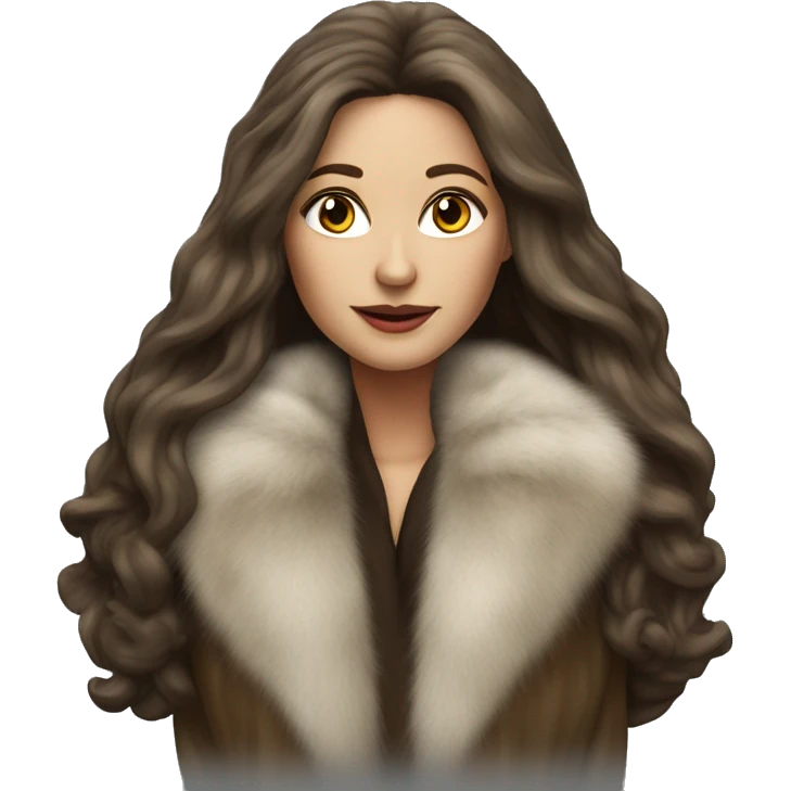 Beautiful realistic long hair light brunette mob wife with fur coat emoji