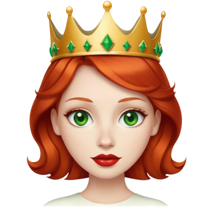 Redhead Wearing a crown green eyes and lips emoji