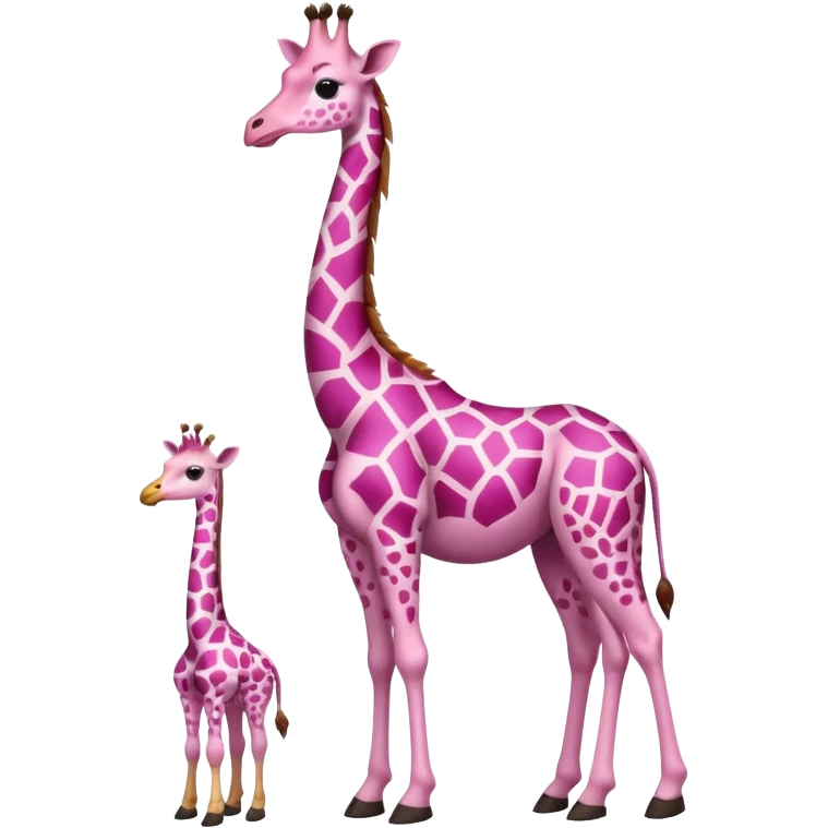 Gallina de pelaje rosa fuerte mezclada con una jirafa sin manchas emoji