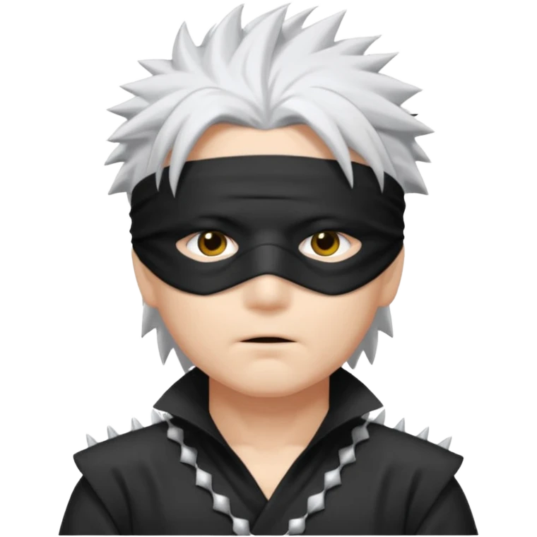 Gojo saturo with spiky hair and blind fold emoji