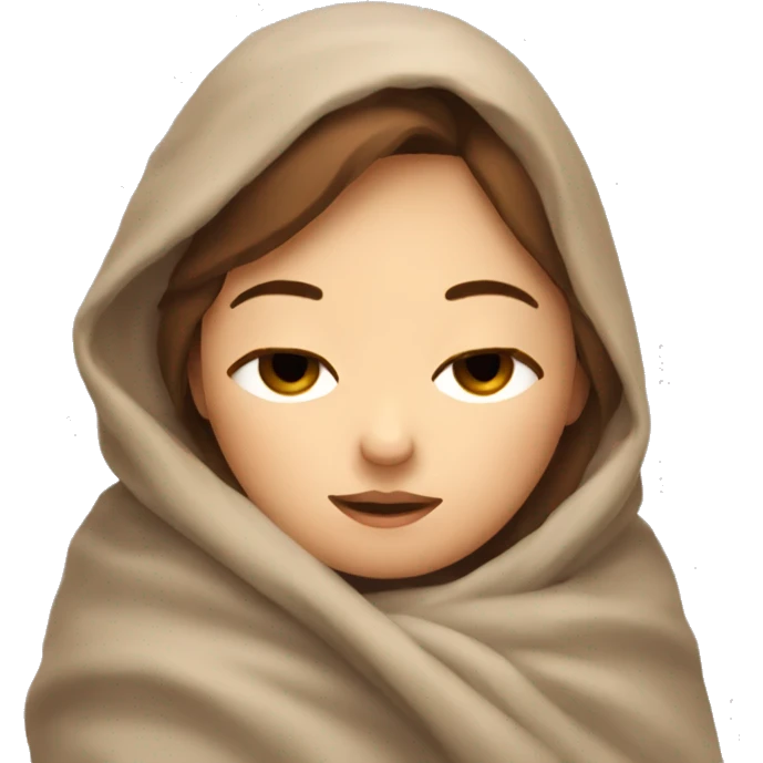 A girl with brown hair is sleeping wrapped in a blanket emoji