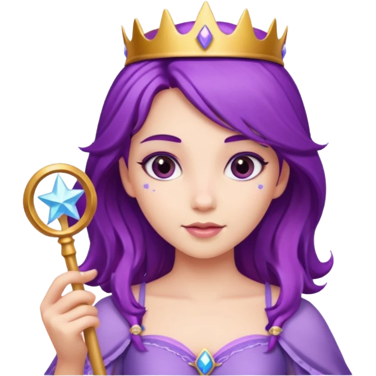 Princesses with Magic Wand in Purple Hair emoji