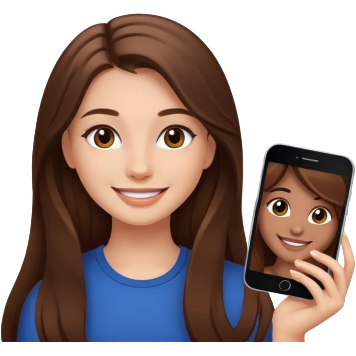 Pretty girl long hair Brown makeup emoji