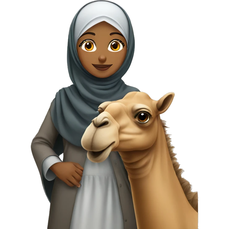 Hijab girl with a camel  emoji