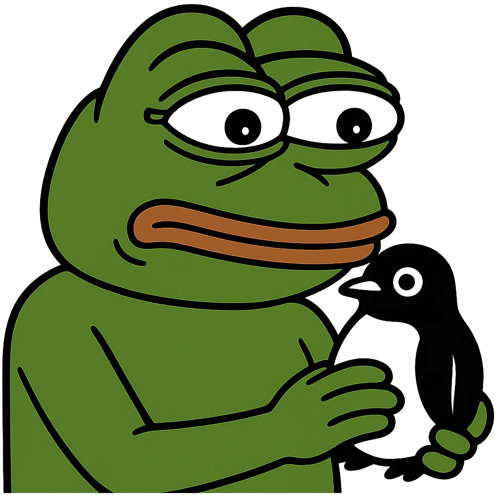  pepe holding penguin emoji