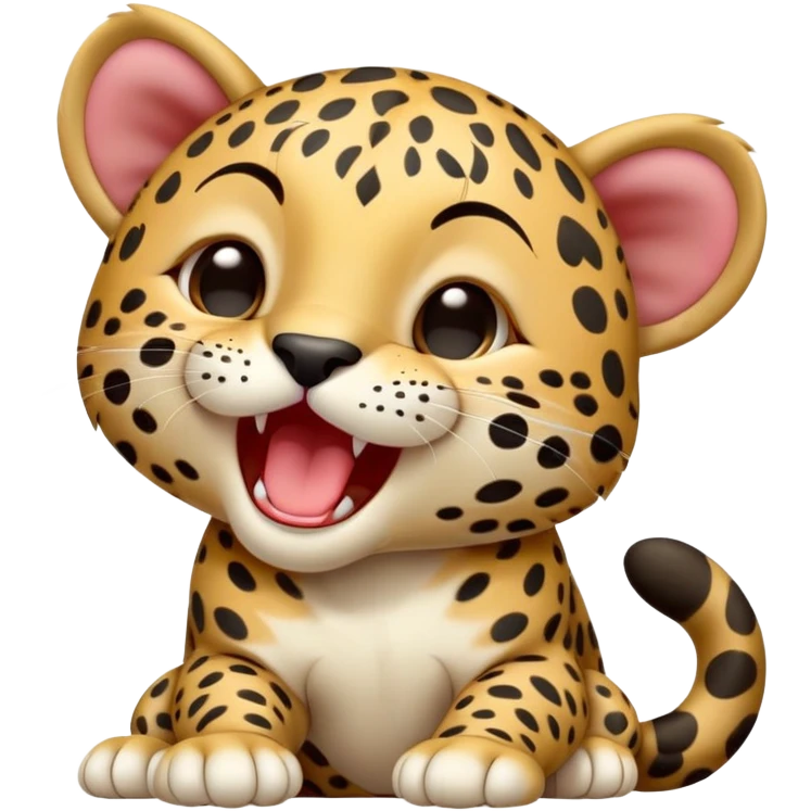 cinematic-realistic-yawning-baby jaguar-portrait-emoji,-head-tilted-slightly-with-a-dramatic,-wide-open-yawn,-showcasing-a-lithe,-graceful-build-with-distinctive-rosette-patterns-and-sleepy,-half-closed-eyes,-simplified-yet-irresistibly-adorable emoji