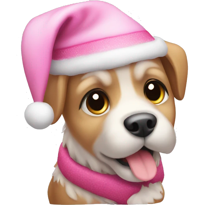 Pink Christmas Santa puppy  emoji