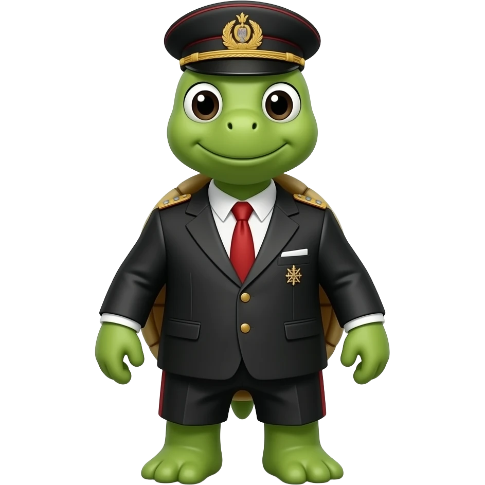 Tortuga con traje de dictador emoji