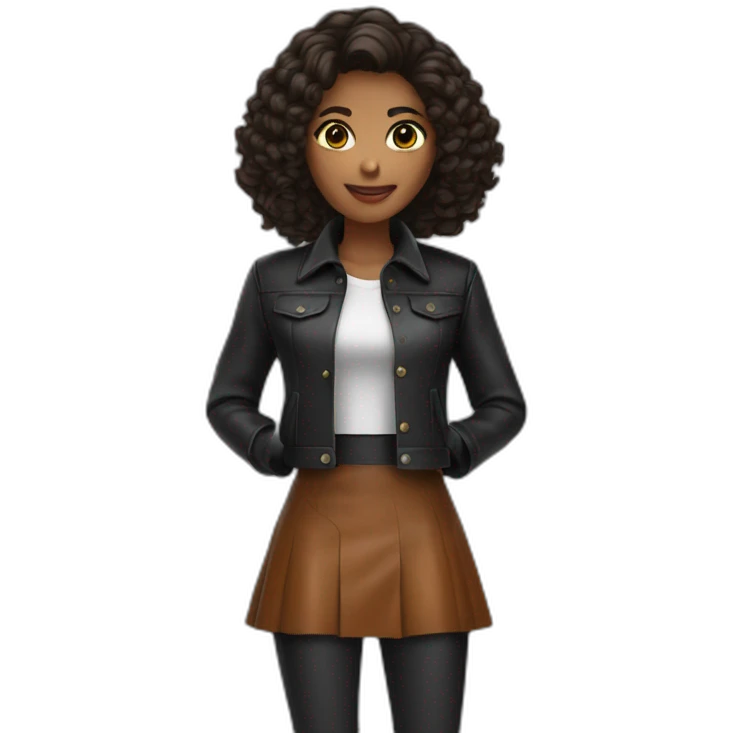 woman leather skirt jackett emoji