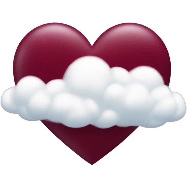 Burgundy bright heart and clouds emoji