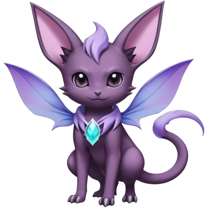 Shiny Dark Cute Edgy Cool Ethereal Espeon-Haunter-Nidorino-fusion-hybrid full body  emoji
