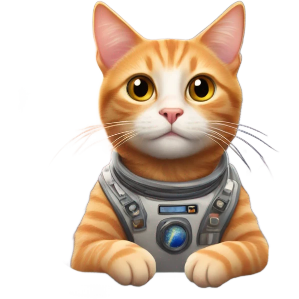 ginger cat in a space ship flying through space emoji