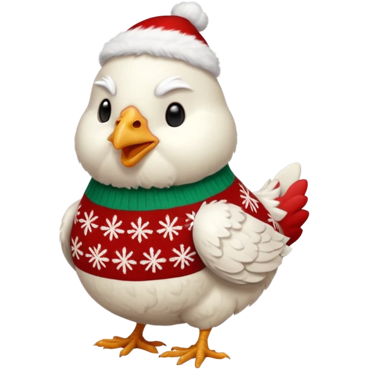 White Chicken with a Christmas jumper emoji