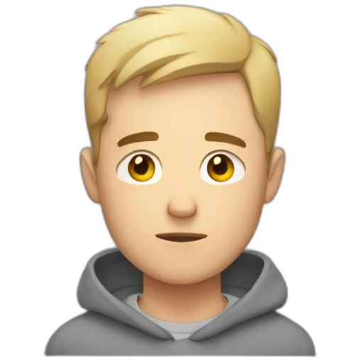 tired white man with very very very short hair in gray sweatshirt is very very very tired  emoji