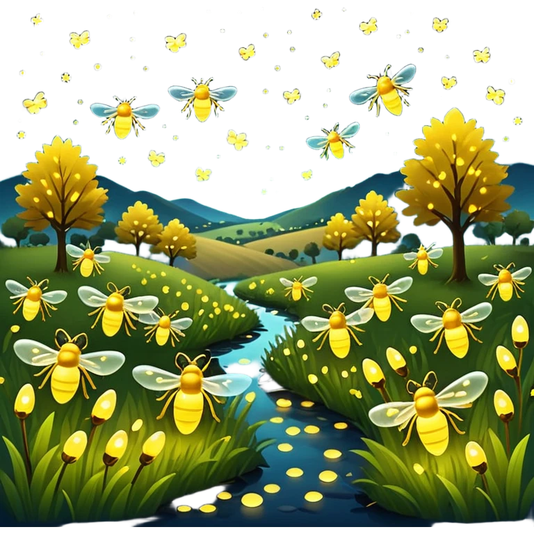 Fireflies scenery countryside  emoji