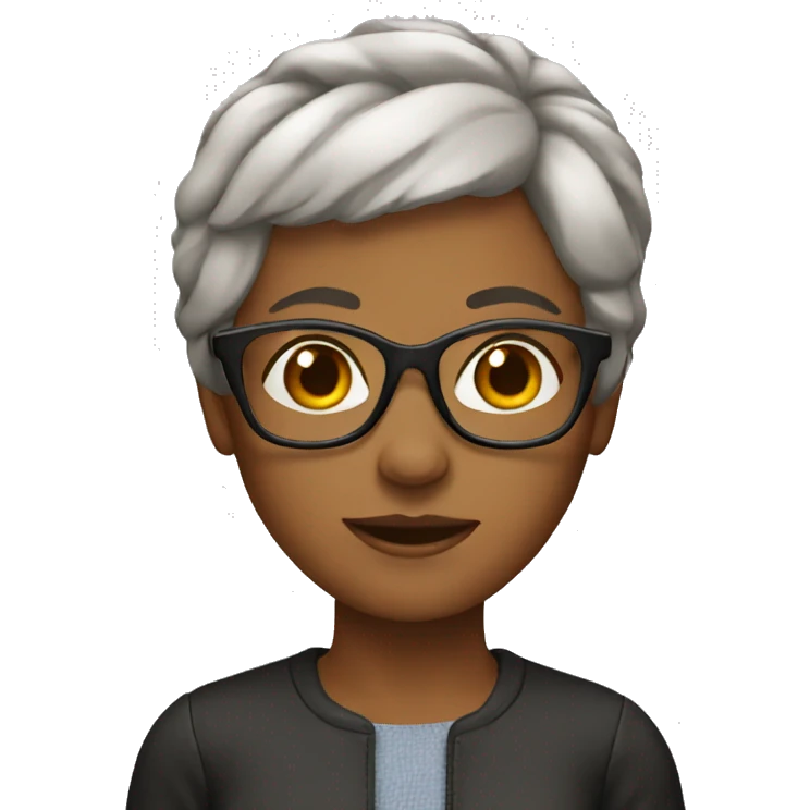 brown lady short hair glasses emoji