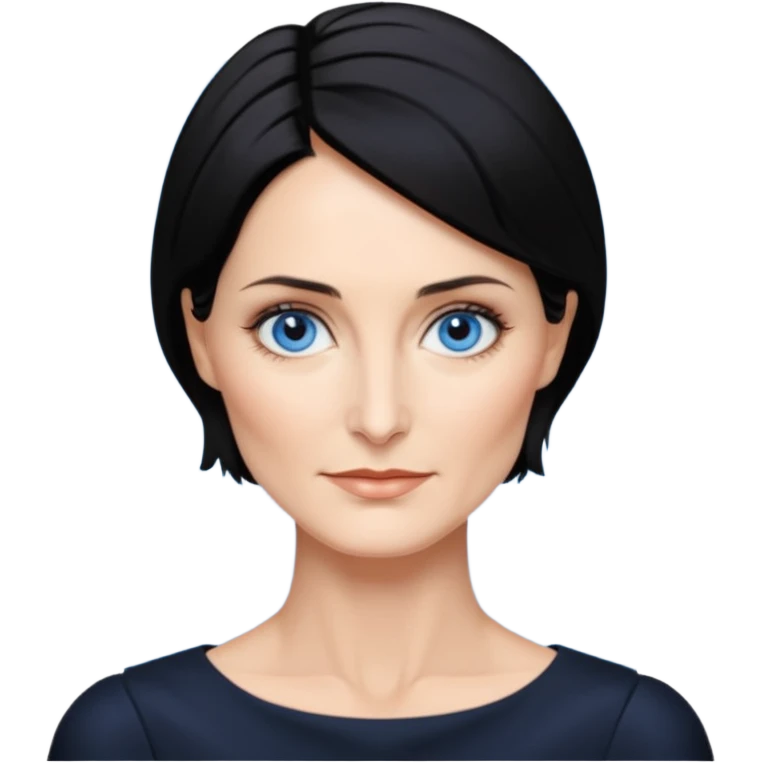 Carrie-Anne Moss with blue eyes emoji