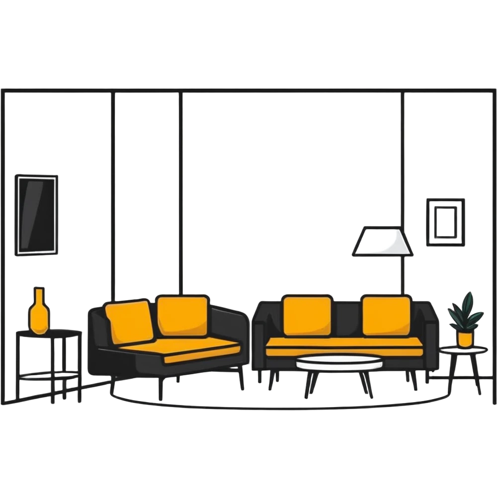 minimalist room interior with modern furniture emoji