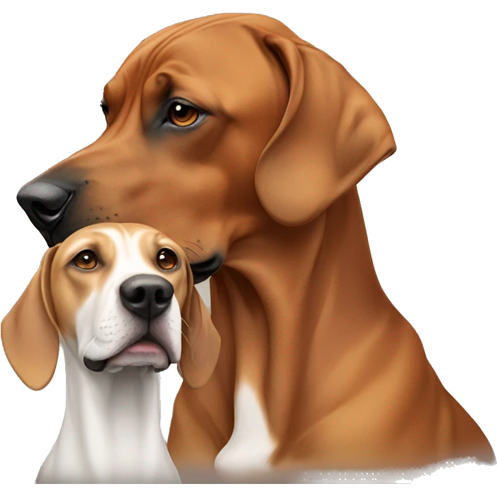 white male with long rainbow colored hair alongside a brown rhodesian ridgeback emoji