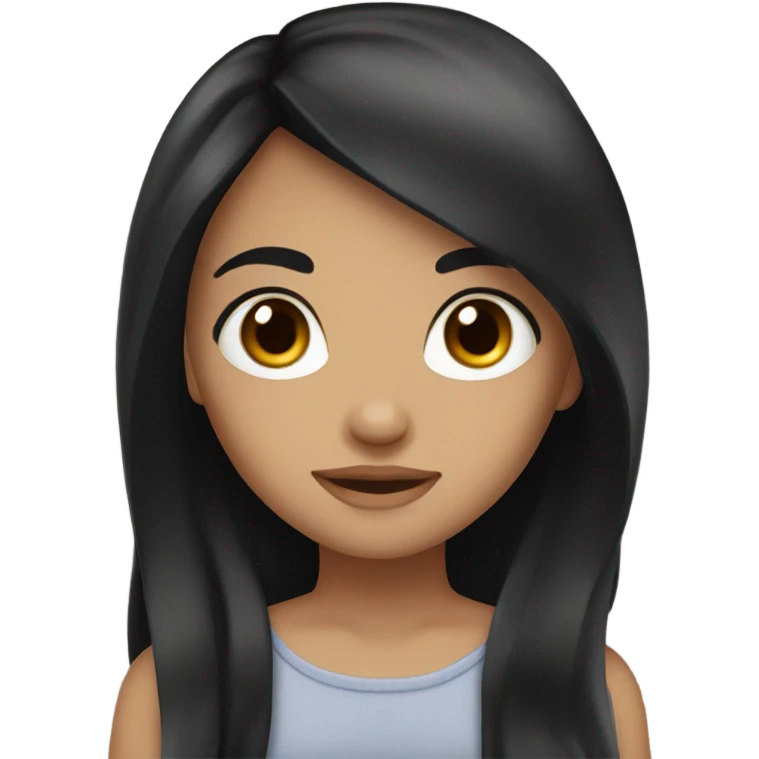 Long black haired girl with brown eyes emoji