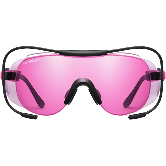 protective welding glasses with pink lenses, frameless design, safety eyewear with bright pink tinted lenses emoji