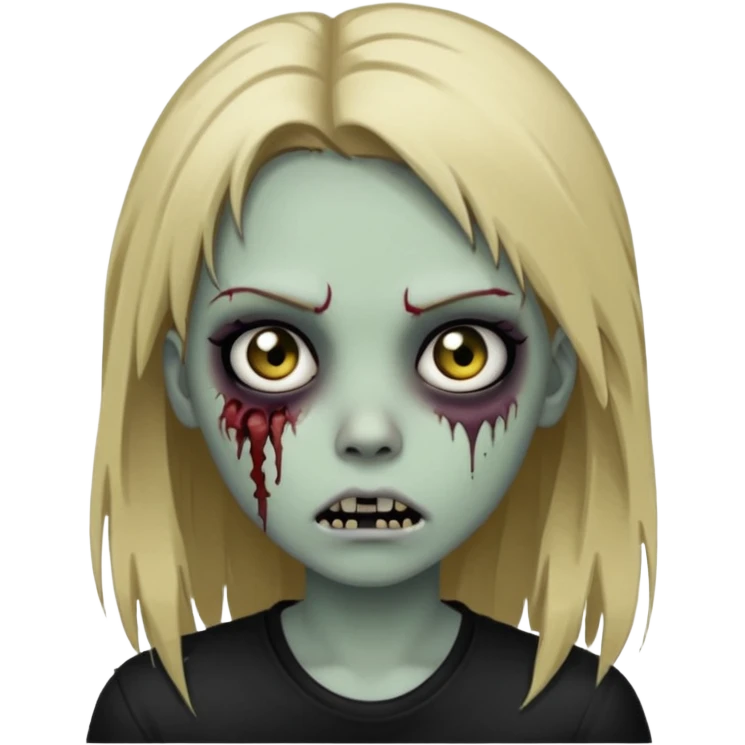 girl zombie with long dark blonde hair black eyes emo emoji