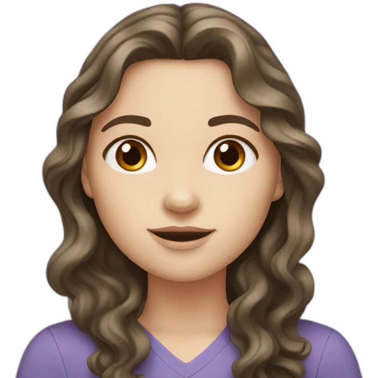 White Girl with wavy dark brown long hair emoji