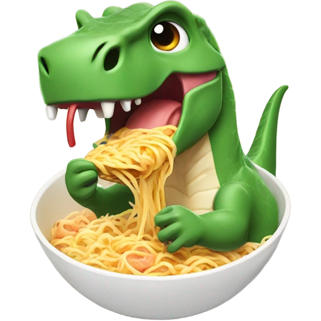 Dino eating ramen emoji