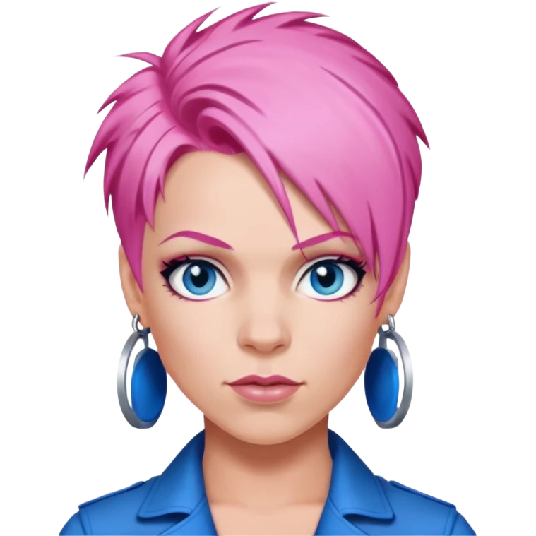 P!nk Singer with pink hair, blue eyes emoji
