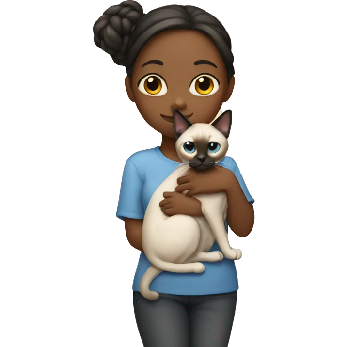girl holding Siamese cat emoji
