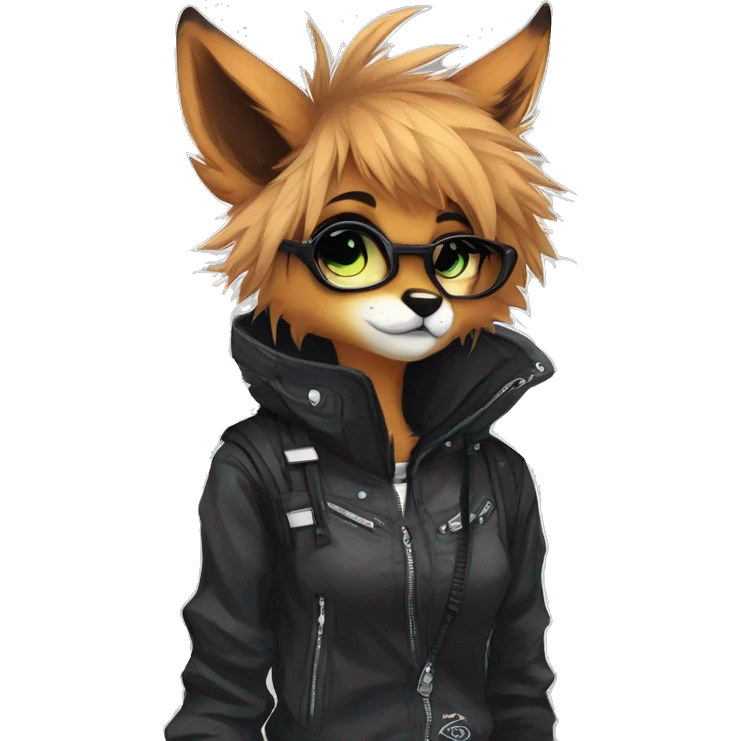 Edgy cute modern punk techwear anthro furry animal sona by Falvie, LiLaiRa, AngieWolf emoji