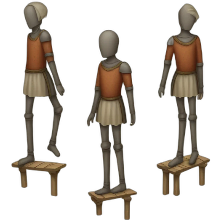 a person walking over stilts on both legs, not using arms, medieval emoji